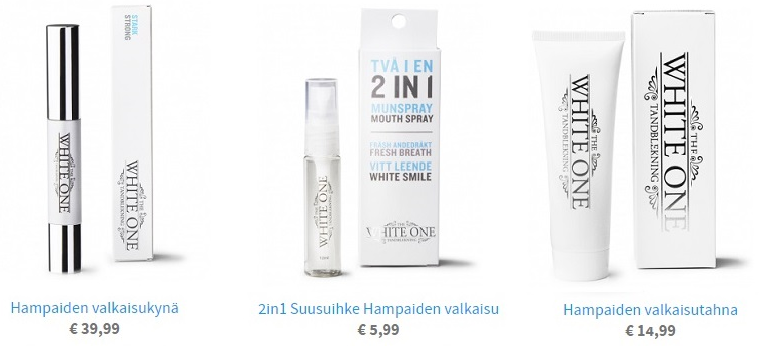 Whiteone kaikki hampaiden valkaisutuotteet