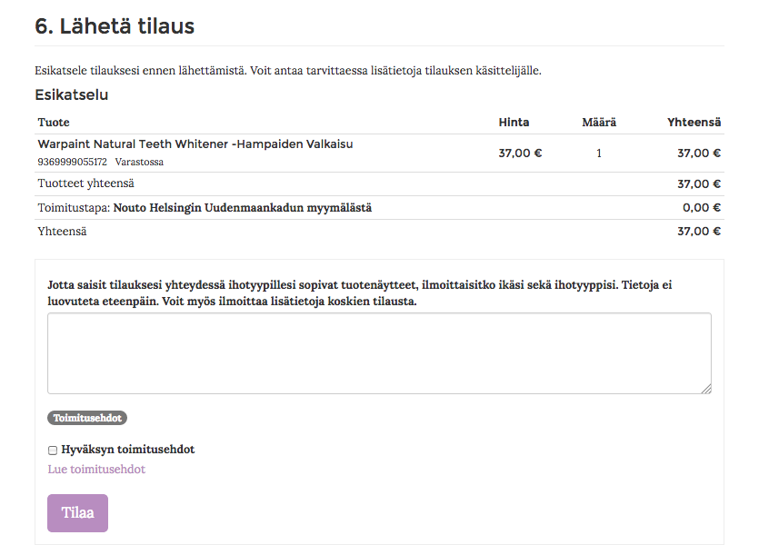 tilaa warpaint luonnollinen hampaiden valkaisu
