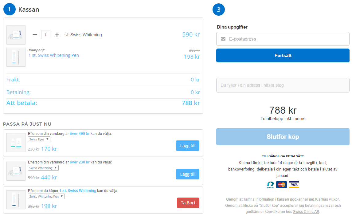Köp Swiss whitening kit och få Swiss Whitening Pen för halva priset